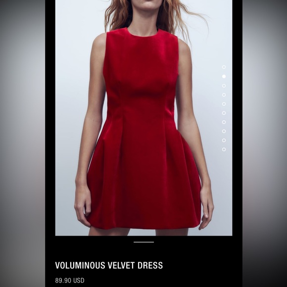 Zara Dresses Zara Sold Out Red Velvet Voluminous Dress Nwt Poshmark